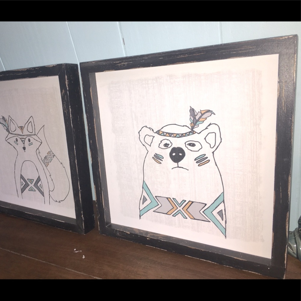 NWT adorable wooden framed pictures